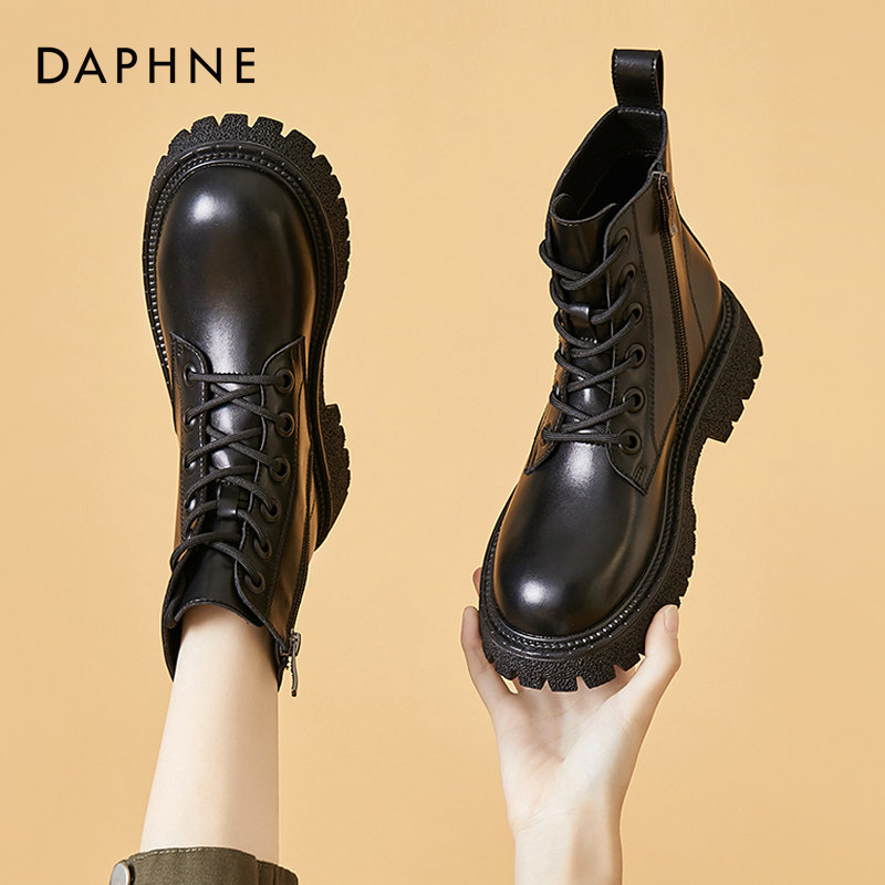 达芙妮官方旗舰店厚底英伦马丁靴