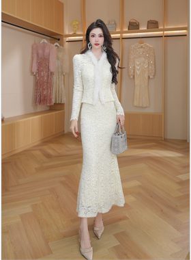 『风雪遇佳人』法式复古设计感气质名媛加厚连衣裙83028