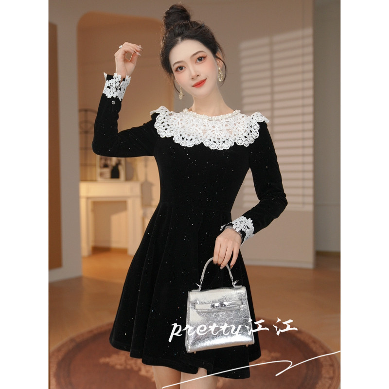 小个子连衣服轻奢气质法式收腰显瘦黑色a字短裙小黑裙女2025新款,女装/女士精品,连衣裙,淘宝优惠券,粉丝福利购,淘宝优惠卷