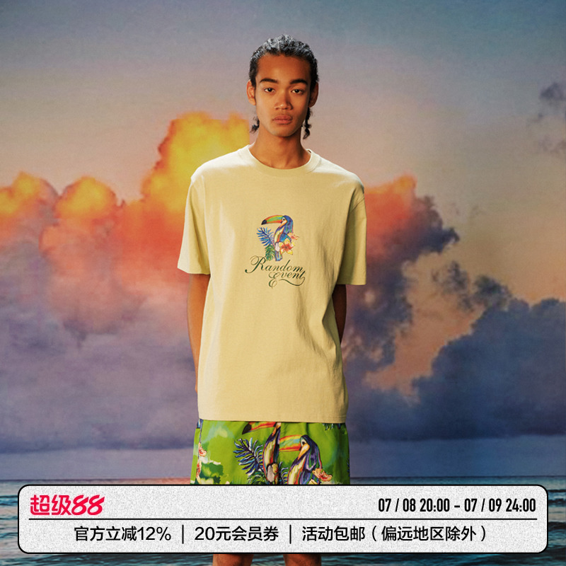 randomevent热带花鸟印花短袖T恤