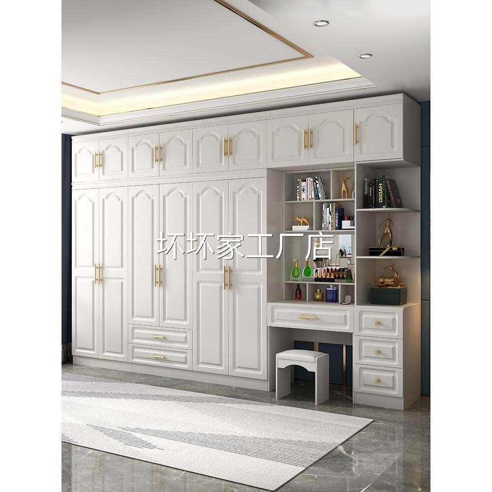 香港包安装包邮欧式衣柜简约现代配梳妆台电脑桌侧柜整体组合白色