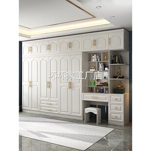 香港包安装包邮欧式衣柜简约现代配梳妆台电脑桌侧柜整体组合白色