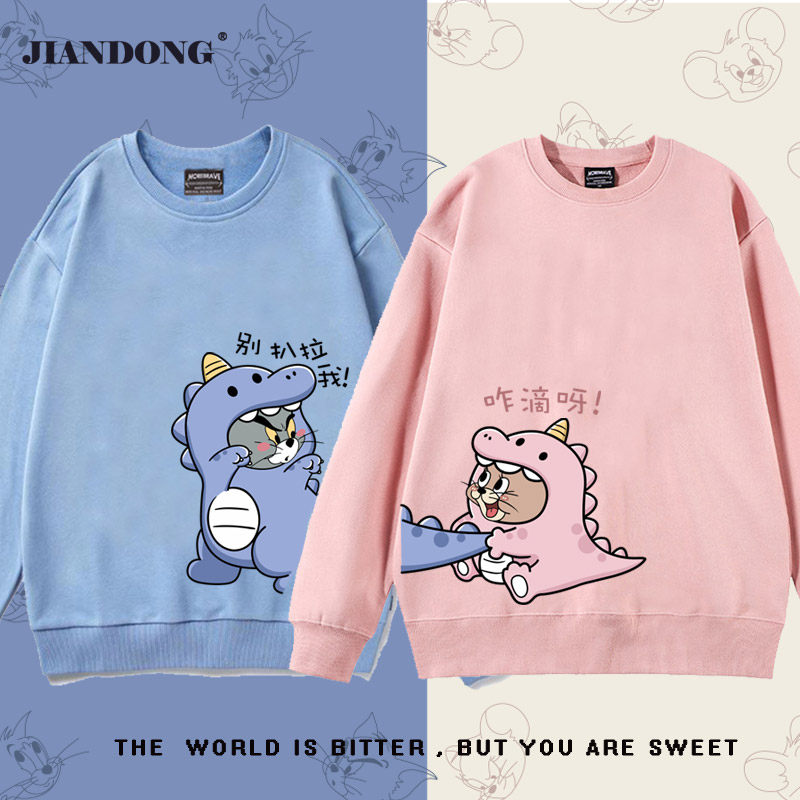 不一样情侣卫衣女春秋款设计感小众oversize宽松圆领高级感外套冬