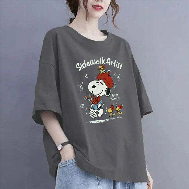 史努比短袖t恤女夏季大码潮牌半袖2026新款oversize纯棉宽松上衣