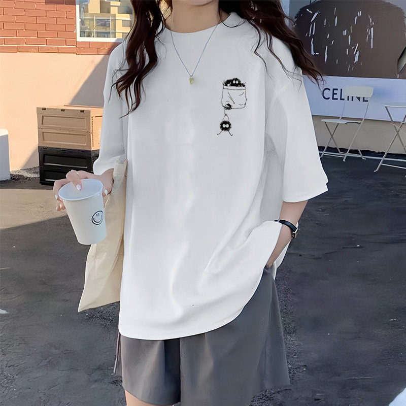 夏季新款ins风白色t恤女韩系慵懒风纯棉宽松打底衫半袖体恤上衣潮