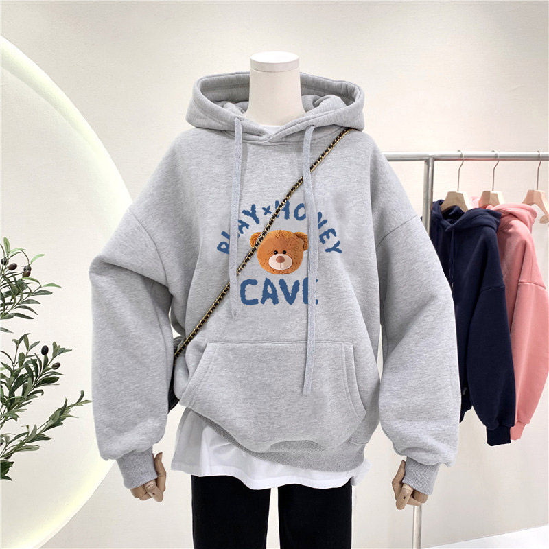 美式复古卫衣女秋冬加绒2025新款灰色小个子大码纯棉慵懒长袖外套