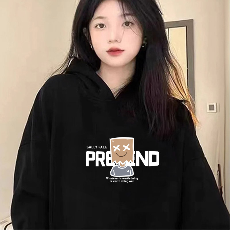 黑色潮牌美式卫衣女2025新款秋冬韩版慵懒风百搭加绒长袖外套