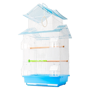 虎皮牡丹鹦鹉鸟笼文鸟珍珠大号别墅鸟笼字家用金属屋顶造型观赏笼