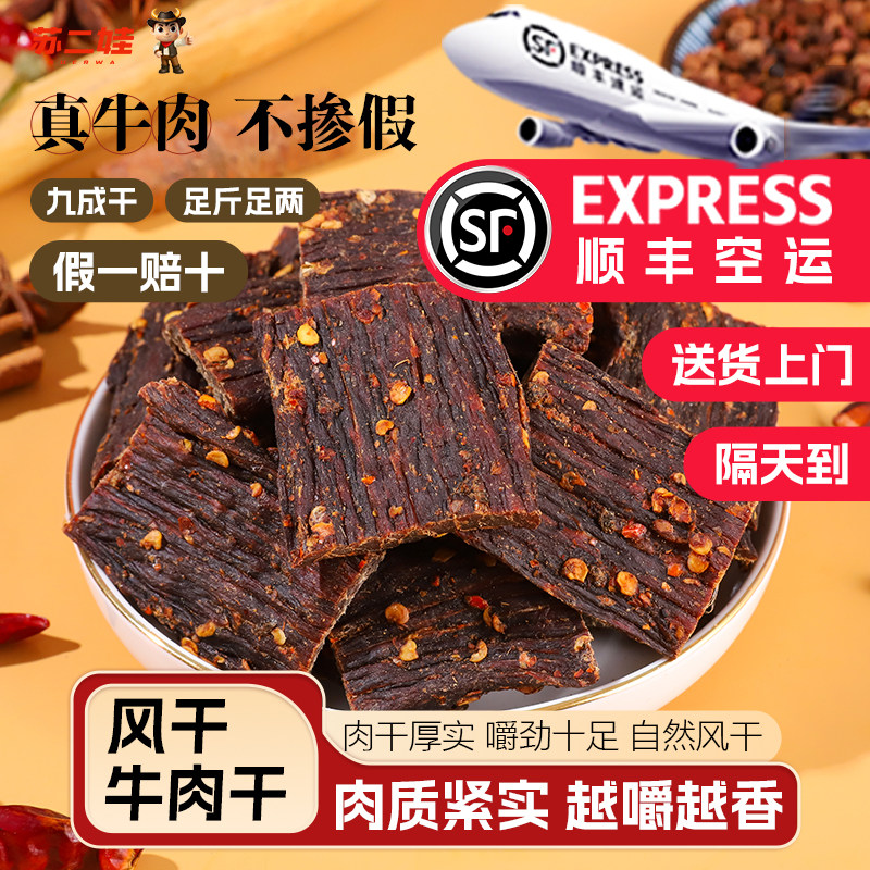 苏二娃风干牛肉干麻辣四川特产手撕牛肉干内蒙古追剧零食肉感肉脯