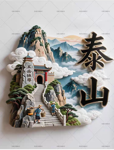 泰山五岳独尊金属磁吸浮雕冰箱贴旅游景点纪念品文创伴手礼装饰贴
