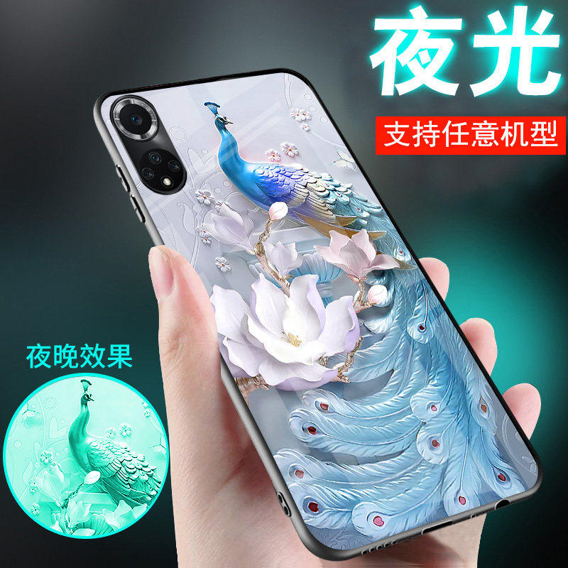 适用华为手机壳复古风玻璃潮牌