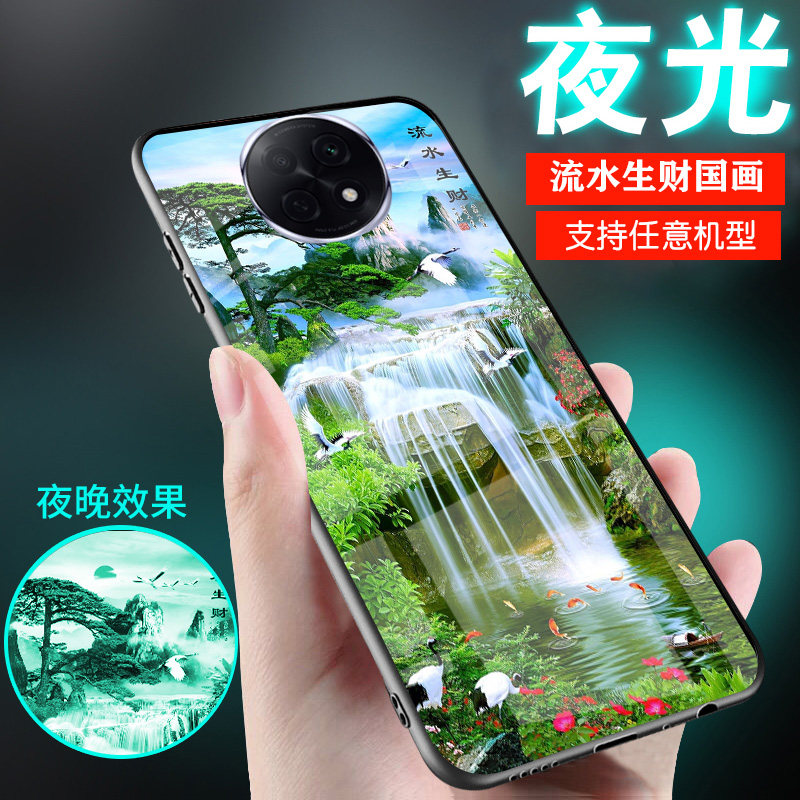 适用OPPOA6手机壳A5外套A3玻璃A2新品A2X流水A2M招生财A5活力版高颜值档级感中国古风山水画男士女生款A6pro