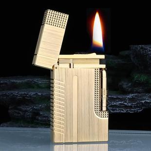 CF029首领黄铜朗声打火机金色拉丝叮当响复古侧滑点火送男士防风