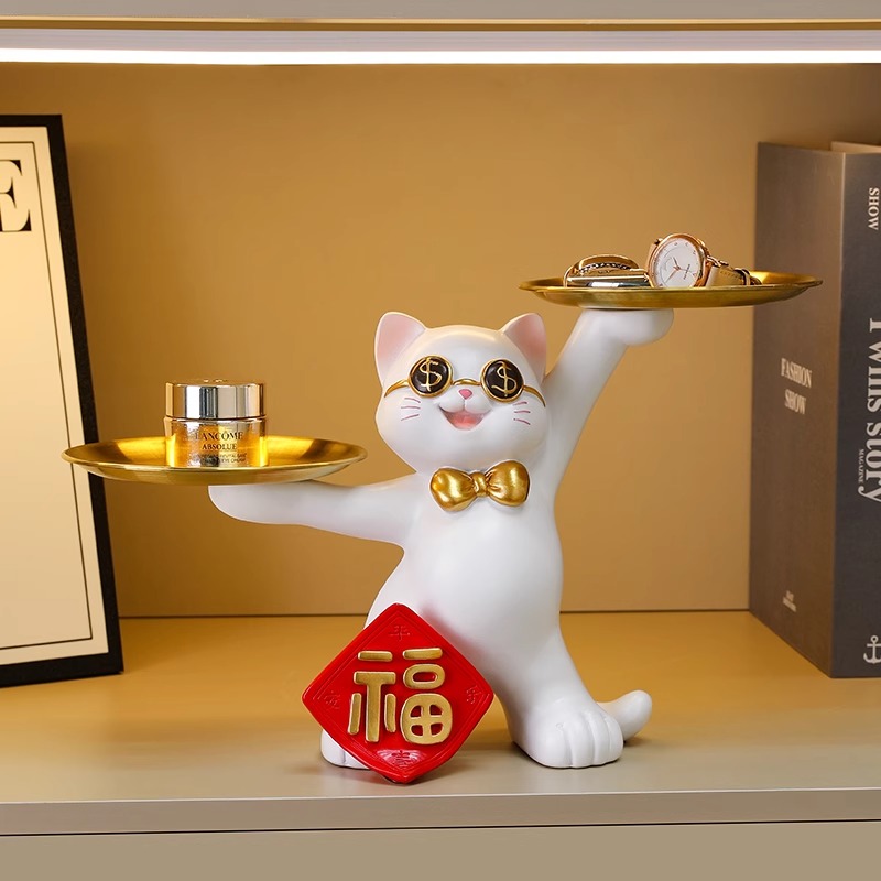 招财猫入户玄关钥匙收纳摆件