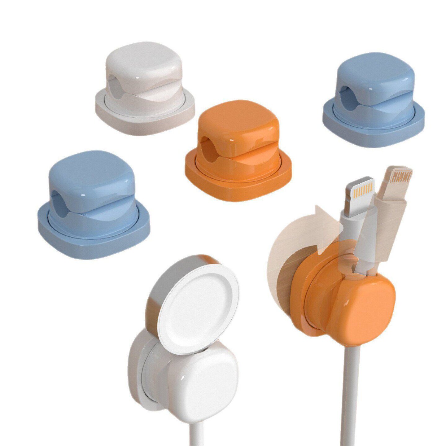 可旋转弹力理线器桌面卡扣数据线固定手机充电线整理收纳神器实用