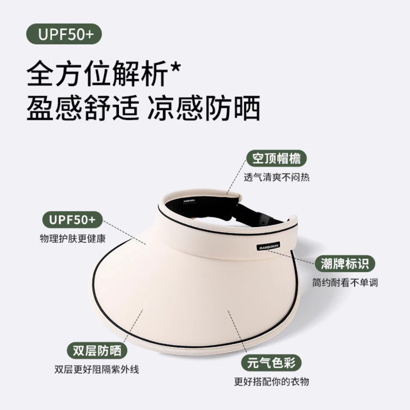 可折叠空顶遮阳帽夏季遮脸帽子防紫外线大帽檐女防晒帽太阳帽夏天
