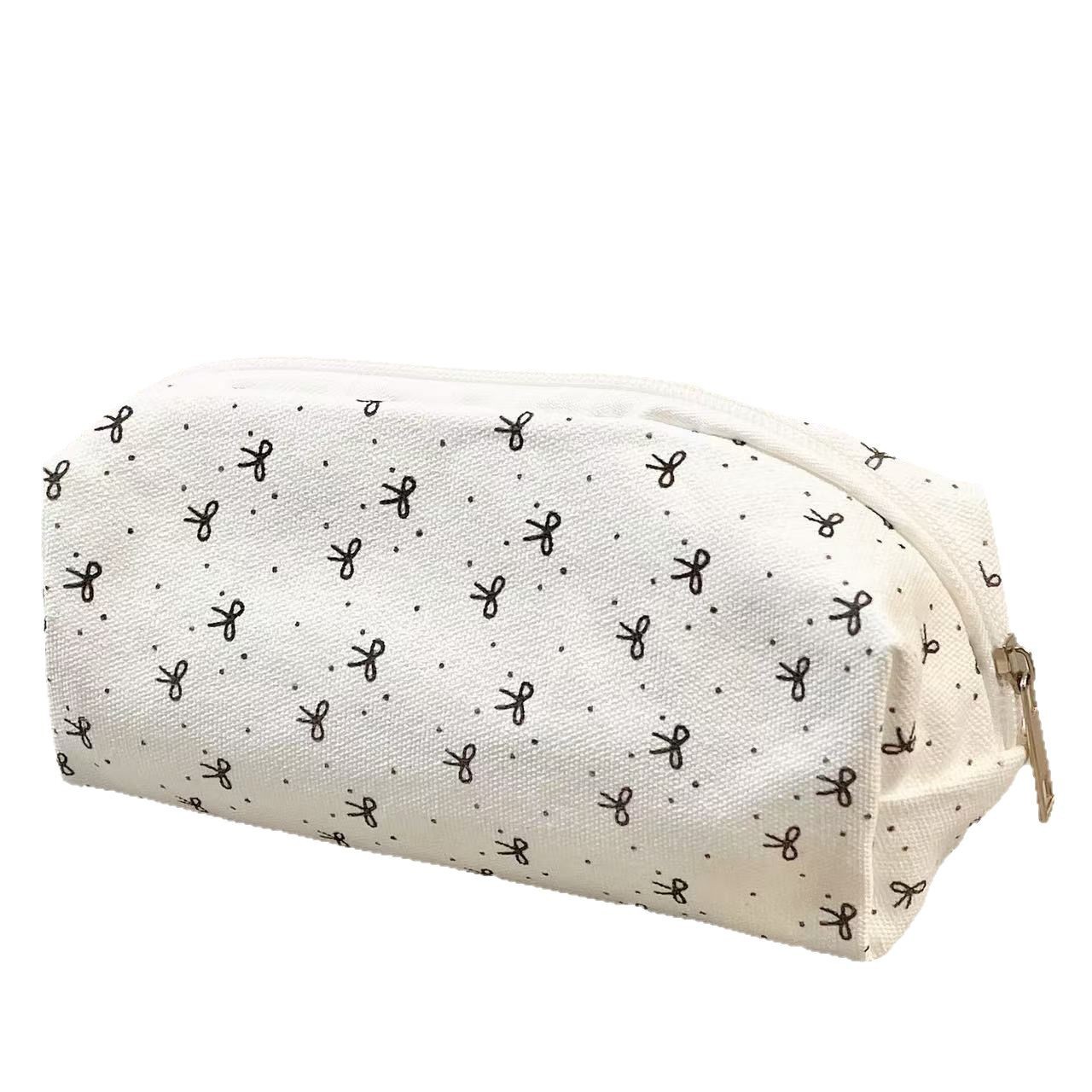 日系简约黑蝴蝶结笔袋大容量文具盒学生化妆包可爱初高中高颜值实