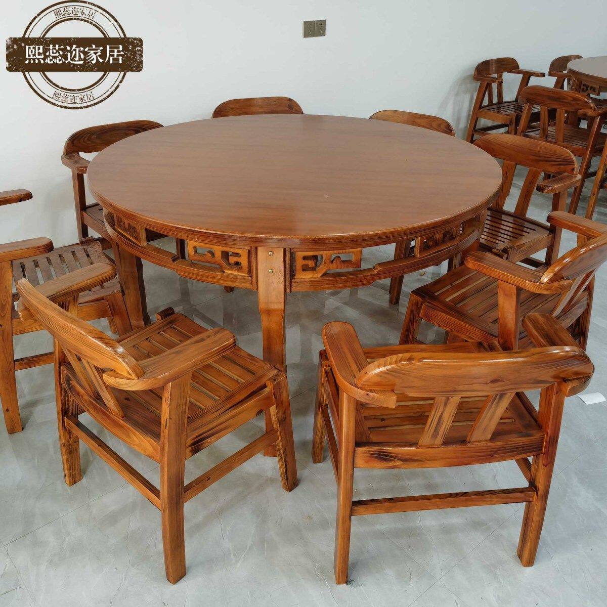 包邮实木中式雕花桌中餐桌椅饭店餐厅面馆桌椅明清仿古八仙桌方桌