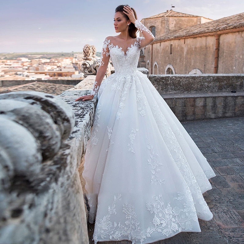 Long Sleeve A-Line Wedding Dress Bride Gown Plus Size Long Sleeve A-Line Wedding Dress Bride Gown Plus Size