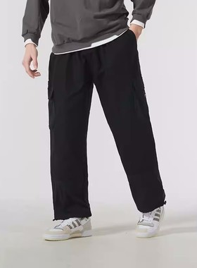 adidas阿迪达斯三叶草运动裤男子束脚训练宽松透气梭织长裤H09104