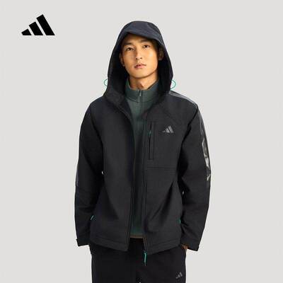 adidas阿迪达斯外套男2026春保暖连帽抓绒梭织夹克KR2496 KR2497