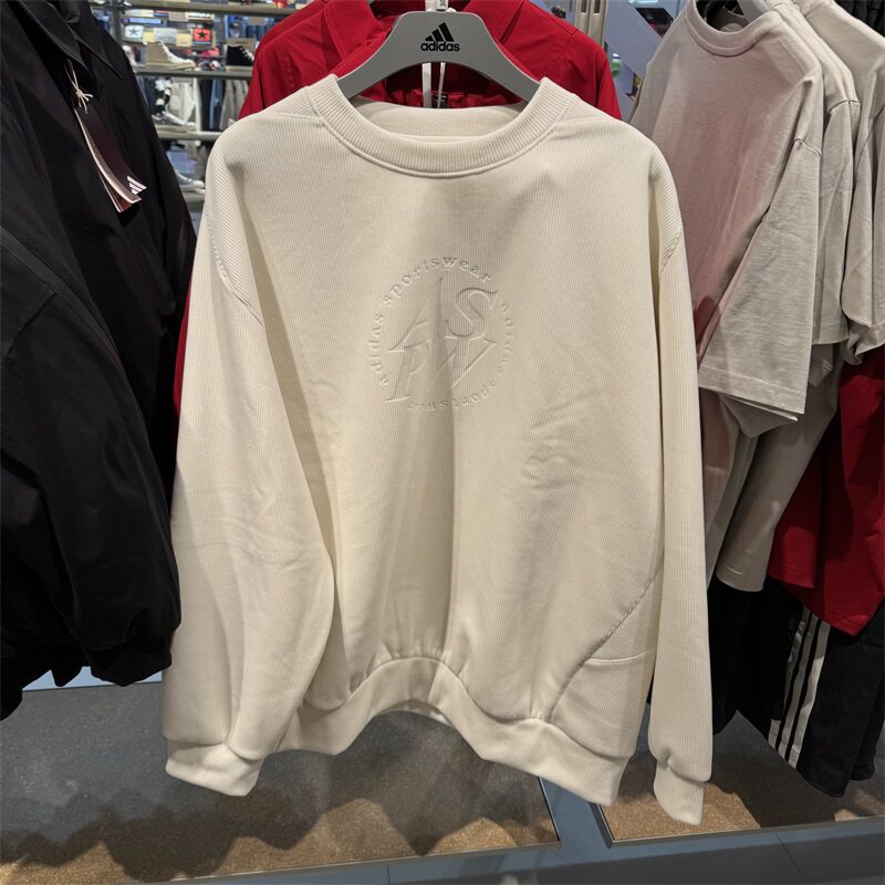adidas阿迪达斯卫衣男2024冬季新款休闲丝绒圆领运动套头衫JI6651
