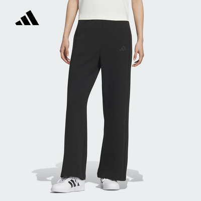 adidas阿迪达斯运动裤女2025冬季休闲针织宽松直筒保暖长裤KC0021