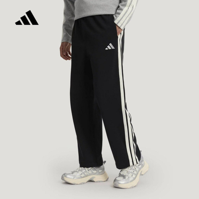adidas阿迪达斯运动裤男2026夏三条纹针织直筒长裤KR2532 KR2543