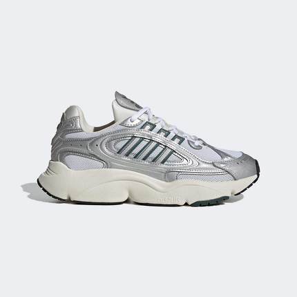 阿迪达斯三叶草跑鞋2024新款女鞋OZMILLEN金属色饰面老爹鞋IG1919