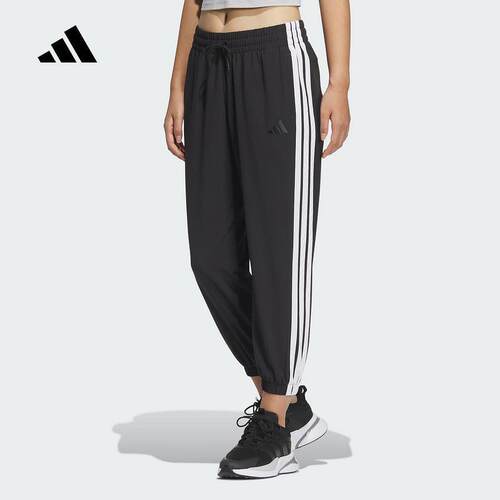 adidas阿迪达斯女裤2025夏季新款三条纹束脚运动休闲九分裤JZ2173