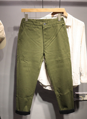 毒类 时尚军绿色加绒休闲裤冬季男士保暖加厚长裤子水洗百搭男裤