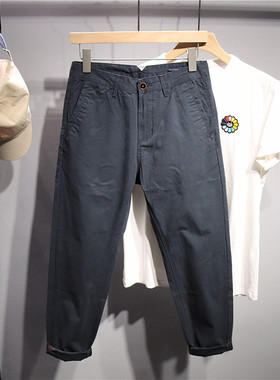 毒类时尚九分裤男纯色百搭水洗休闲裤韩版潮流修身小脚锥形裤潮牌