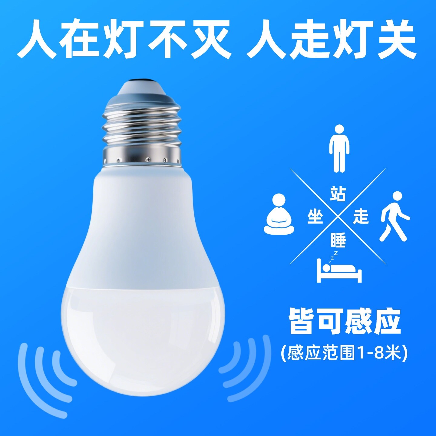 人体存在感应灯泡人在灯不灭存在传感器24G雷达感应LED螺口灯楼梯图片