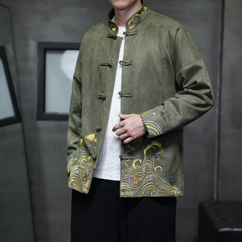 2024秋冬新款中国风男装复古刺绣中式唐装汉服大码潮流夹克外套男,男装,中山装,淘宝优惠券,粉丝福利购,淘宝优惠卷