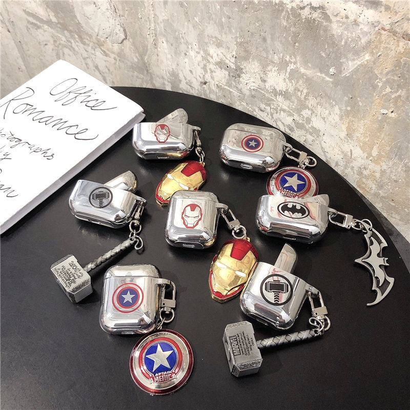 airpods4保护套airpods pro苹果适用airpods3创意ins蝙蝠侠1二2三代硅胶软壳卡通电镀钢铁侠耳机