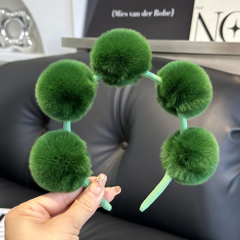 洗脸发箍女彩色真獭兔毛毛球头箍