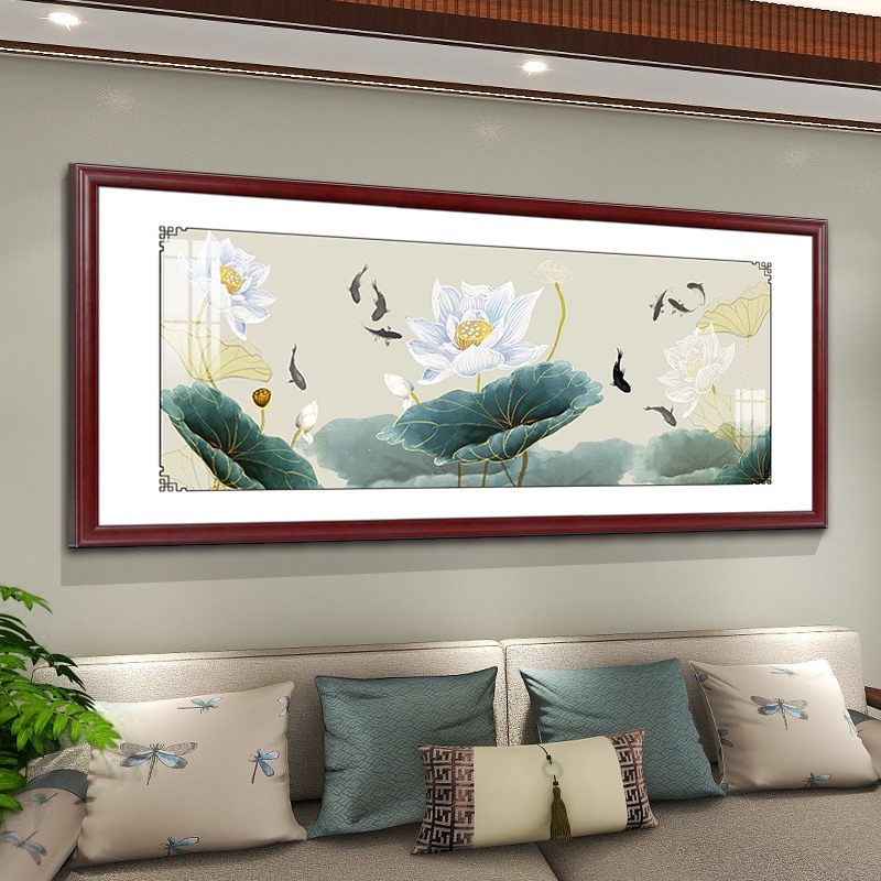 现代中式客厅沙发背景墙装饰画高档大气横幅挂画书房茶室牌匾壁画