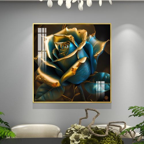 餐厅装饰画轻奢大气花卉晶瓷壁画