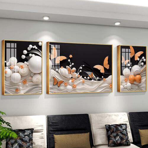 沙发背景墙装饰画潮流新款三联画