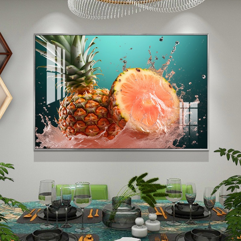 轻奢大气餐厅背景墙装饰画现代简约饭厅新款挂画创意高档水果壁画图片
