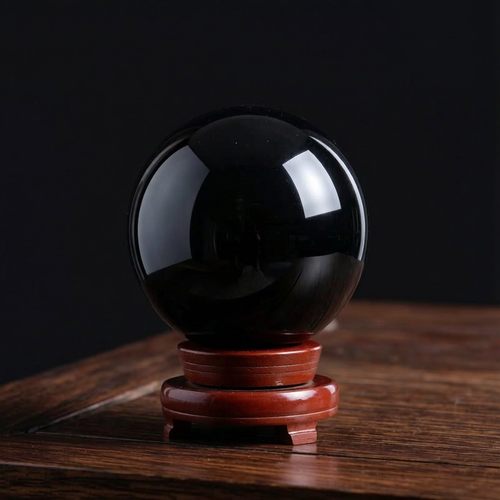 黑水晶球摆件风水客厅玄关居家底座开业礼物红紫蓝粉桌面装饰品