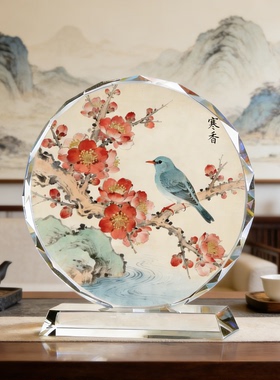 寒春梅花鸟迎春报喜吉祥摆件礼品