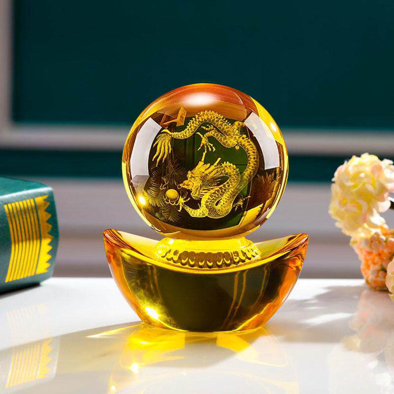 金黄水晶球元宝十二生肖蛇年猴的吉祥物乔迁装饰品商务礼品