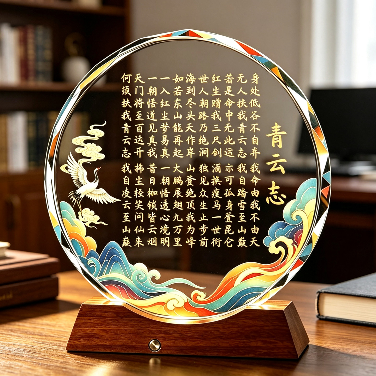 云端白鹤海浪山水青云志水晶夜灯送学生男士长辈高端励志伴手礼物