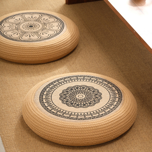 棉绳蒲团坐垫家用地上客厅阳台飘窗加厚圆形日式榻榻米打坐禅修垫