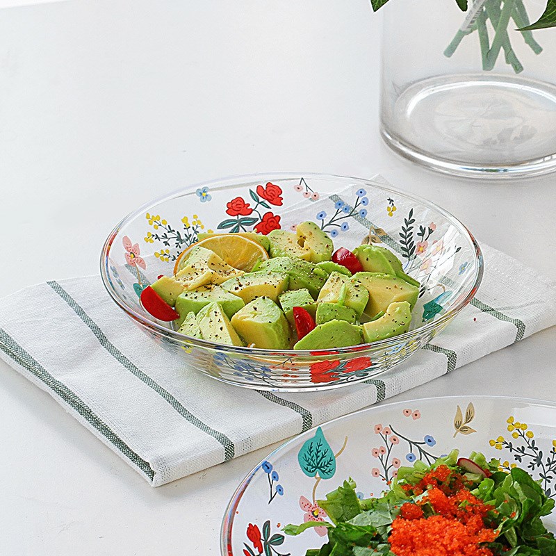 Flower household glass fruit plate breakfast dish dish dish