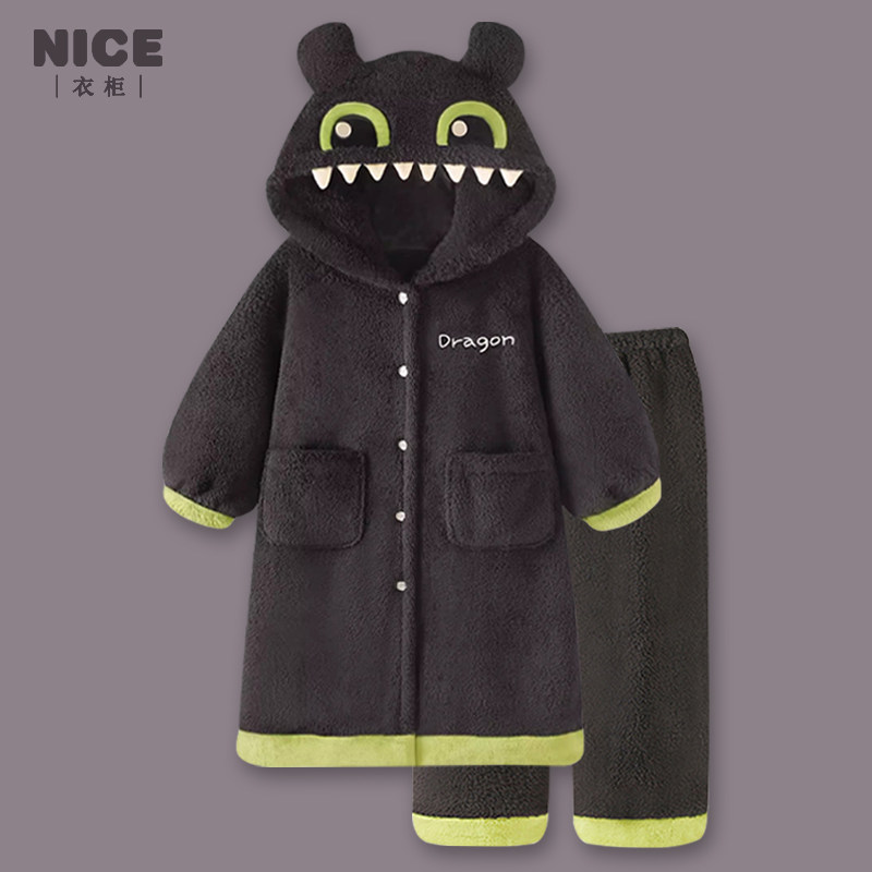 小怪兽情侣睡衣睡袍一男一女珊瑚绒冬季卡通套装加厚家居服法兰绒,女士内衣/男士内衣/家居服,睡袍/浴袍,淘宝优惠券,粉丝福利购,淘宝优惠卷