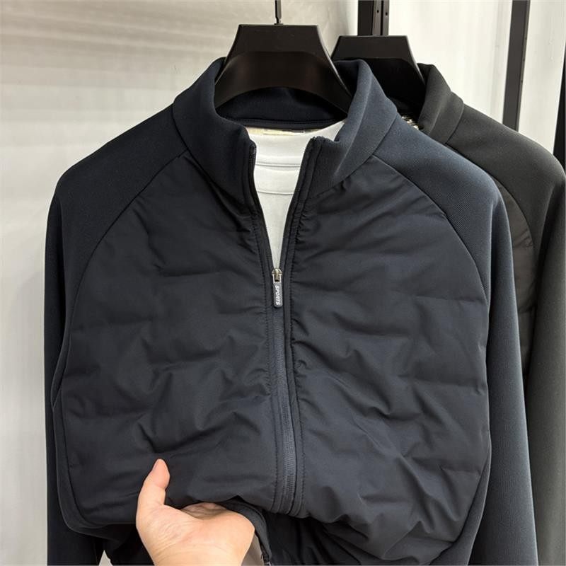 秋冬季新款男士拼接夹克外套中青年加绒加厚保暖立领棉衣男装棉袄