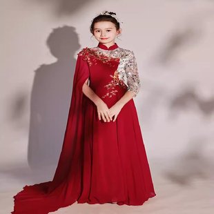 古筝演出服女大童考级古典飘逸汉服女中国风四季高端礼服艺考长裙