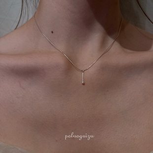 心性纯然原创极简s925银天然强光正圆珍珠极细锁骨链项链日常精致